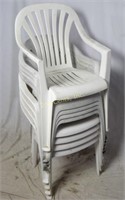8 White Vinyl Heavy Plastic Patio Outdoor Chairs