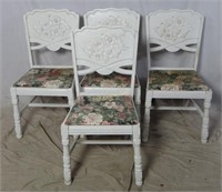 4vintage 50's White Heavy Oak Kitchen Table Chairs