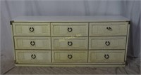 Long 9 Drawer Wicker Face Dresser