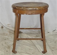 Antique Plank Bottom 18" Metal Work Stool