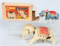 2-JAPAN CELLULOID WINDUP ELEPHANTS, 1- BOXED