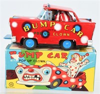 JAPAN Tin Friction BUMP CAR WITH CLOWN w/ BOX
