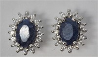 Sterling Silver  Sapphire Earrings