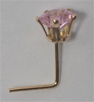 14K Gold Pink Cubic Zirconia Star Nose Ring