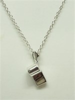 Sterling Silver Rhodium Plated Whistle Pendant
