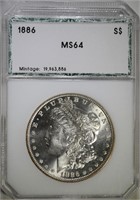 1886 MORGAN DOLLAR, PCI CH/GEM BU
