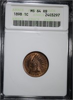 1898 INDIAN HEAD CENT, ANACS MS-64 RB