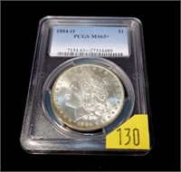 1884-O Morgan dollar, PCGS slab certified MS-63+