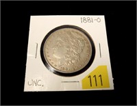 1881-O Morgan dollar, uncirculated