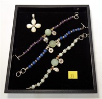 Sterling silver bead bracelets and Mother of Pearl