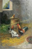 1940'S EUROPEAN OIL ON CANVAS -SIGNED INDISTINCTLY