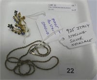 ITALY STERLING NECKLACE & AUSTRIA EARRINGS
