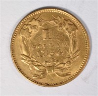 1854 GOLD $1 TYPE 2  NICE BU