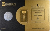KARATBARS 5 GRAM 999.9 GOLD BAR
