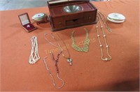 Costume jewellery in jewellery box