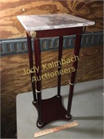 Mahogany accent table square marble top