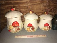 Retro mod ceramic mushroom canister set
