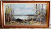 Large Oil on Canvas Landscape Scene