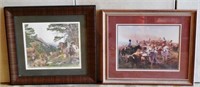 Lot of 2 Framed Prints w/Hunting Scene and Rams