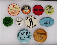 Lot of 10 Employee Badges World War II Era