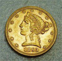 1893 Liberty Head Early Matron $5 Gold Coin