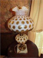 Opalescent Hurricane Style Lamp w/Marble Base
