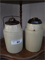 2 the Weir stoneware jars one missing hold down