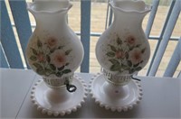 2 Milk Glass Electric Lamps