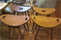 4 Oak Handcrafted Stools