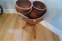 Wooden Salad Bowl Set With Stand