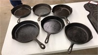 6 Cast iron fry pans