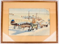 Art WWII 1945 Watercolor Painting Lawrence Stevens
