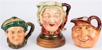 3 Royal Doulton Character Toby Jug Mug Lamp