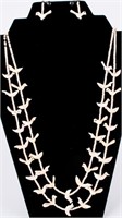 Boars Teeth Ivory Carved Bird Necklace & Earrings