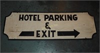 Antique Hotel Parking 4' Wood Painted Sign