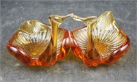 Vintage Hand Blown Kissing Swans Glass Dishes