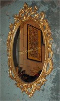 Vintage Gold Color Victorian Cast Metal Mirror