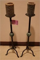 BRASS & MARBLE CANDLE STANDS