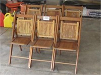 6) OLD FOLDING WOOD CHAIRS FROM ST PAULS CHURCH