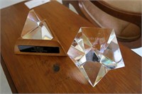 Lot, 2 signed Steuben crystal paperweights