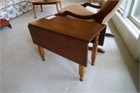 Child's pine 23" drop leaf table with New York
