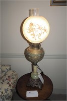 B & H electrified oil lamp, 25.5" H.