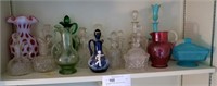 Lot, assorted art glass vases, cruets, pitchers