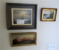 Lot, three oil on board paintings