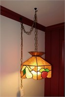 Stained glass hanging swag lamp
