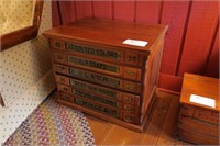 J.& P. Coats walnut 6-drawer spool cabinet,