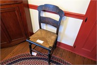 Early stenciled side chair with rush seat.