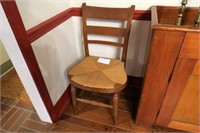 Early rabbit ear side chair with rush seat