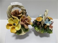 CAPODIMONTE UNMARKED FLORAL CHINA BASKETS