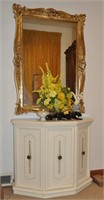 OCTOGAN TABLE AND GOLD FRAME MIRROR